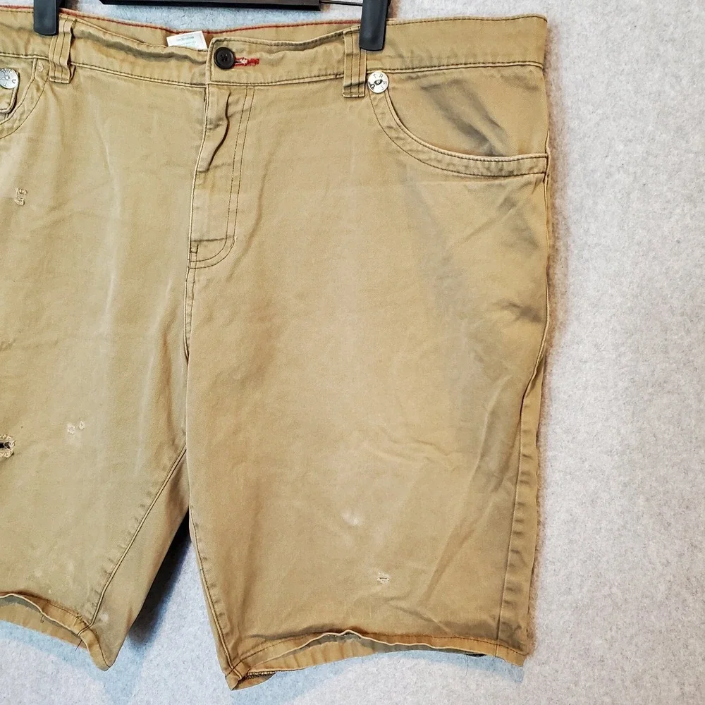 True Religion Billy Super T Shorts Size 42 Green Baggy Distressed Flap Pockets